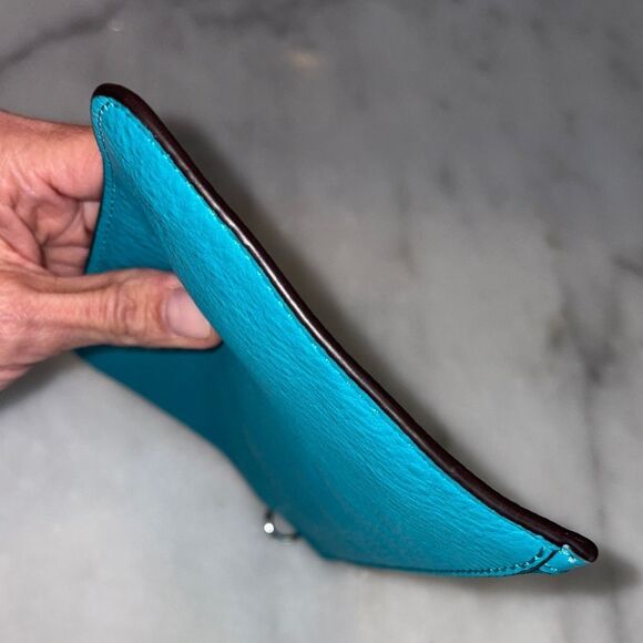 Michael Kors Bag Wristlet Purse Aqua Pebbled Leather Clutch - Picture 10 of 15